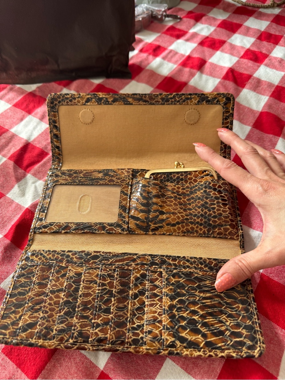 HOBO Brown and Black Snakeskin-Patterned Zip Wallet - Picture 5 of 8
